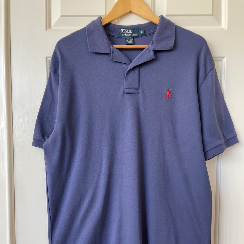 Men's dark blue knit polo. Ralph Lauren large. EUC